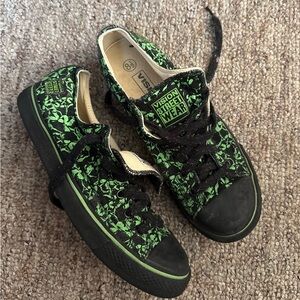 Vision Street Wear Black & Neon Green Graphic Sneakers Vintage Rare 8.5